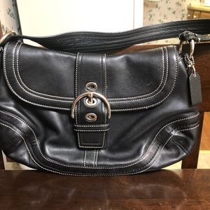 Coach black leather handbag